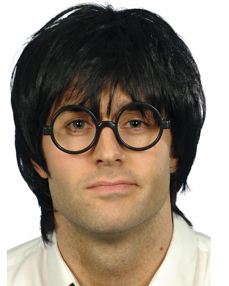 Black Schoolboy Wig and Glasses Set