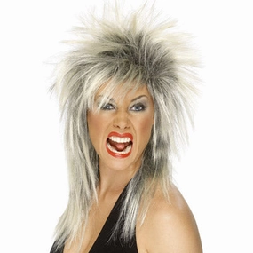Blonde & Black Mullet Rock Diva Wig