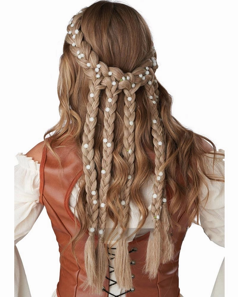 Blonde Halo Braid with Flowers