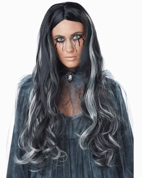 Bloody Mary Black and Grey Long Wig