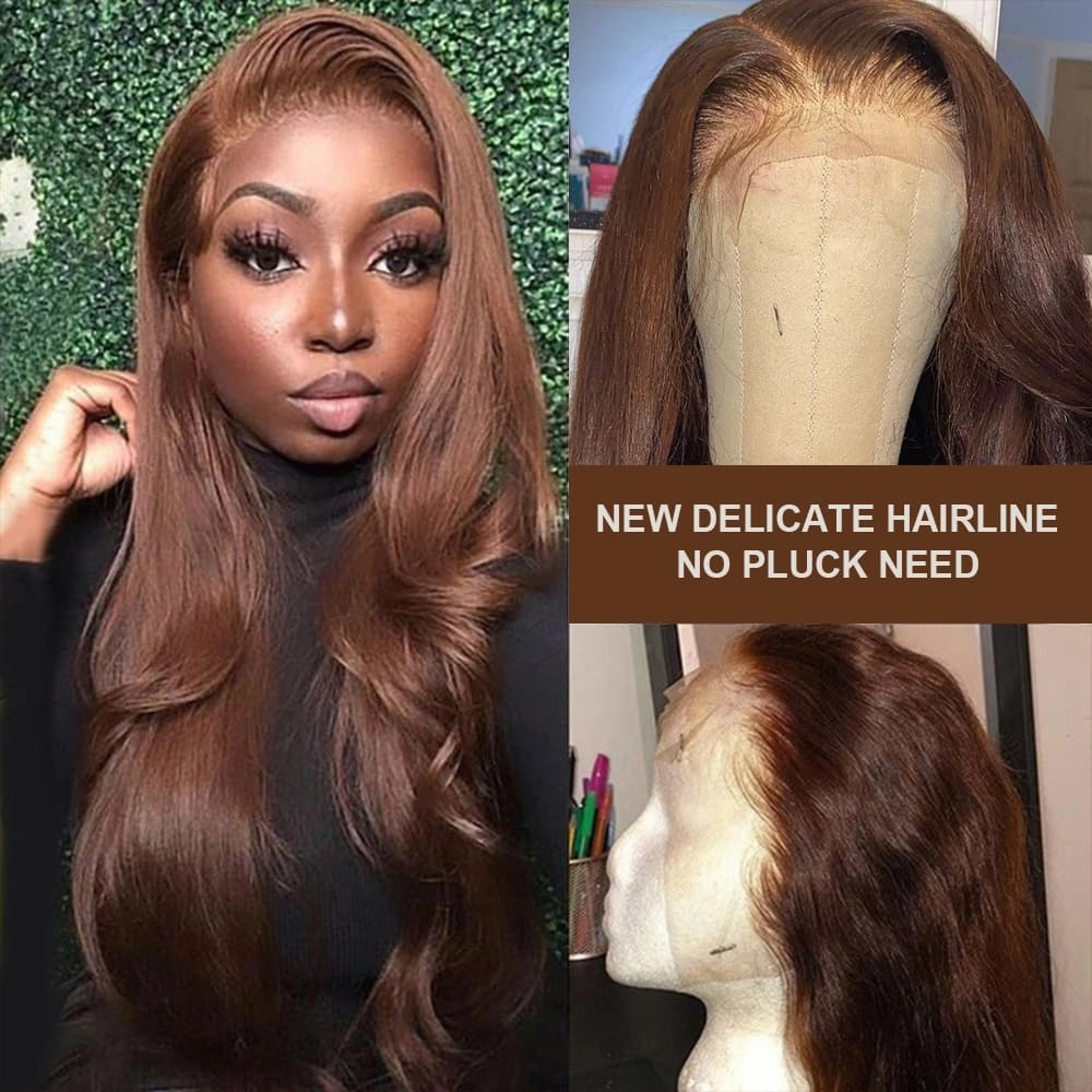 Boutique Brown Colored Skin Melt Lace   Delicate Hairline Frontal Wig