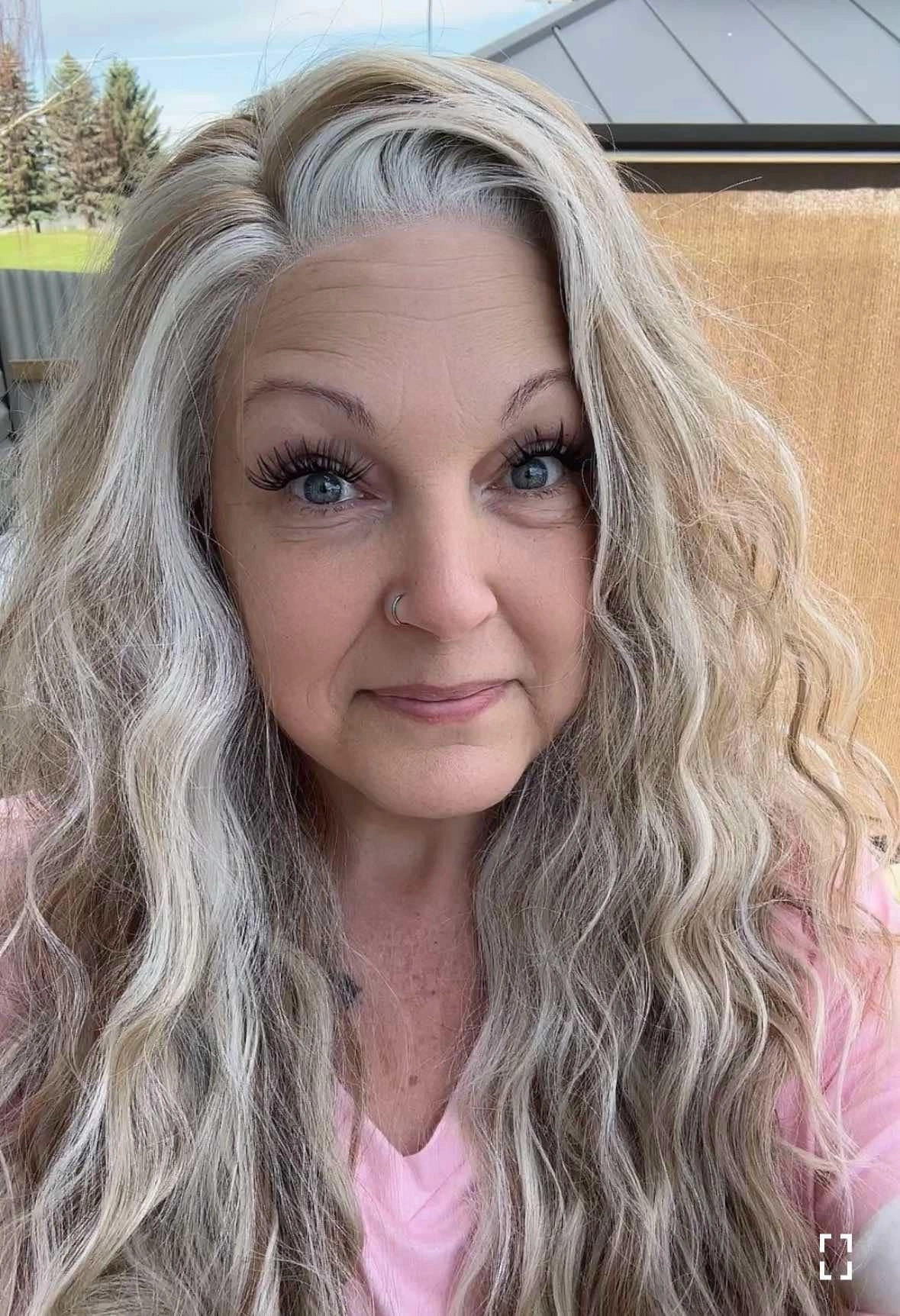 Brenda Collection-Phoebe Skunk Stripe Cream Blonde With Highlight Water Wave 13*4 Lace Front Wig