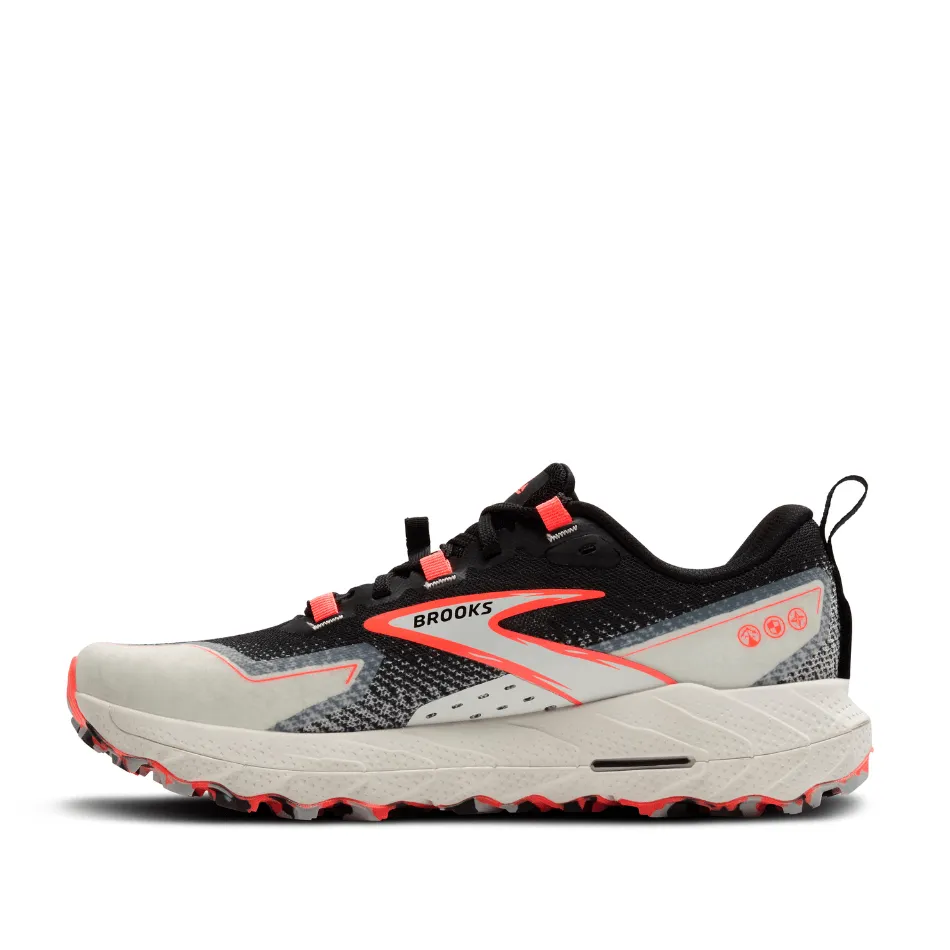 Brooks Women's Cascadia 18 Running Shoes in Black/Blue Wash/Flame SS25