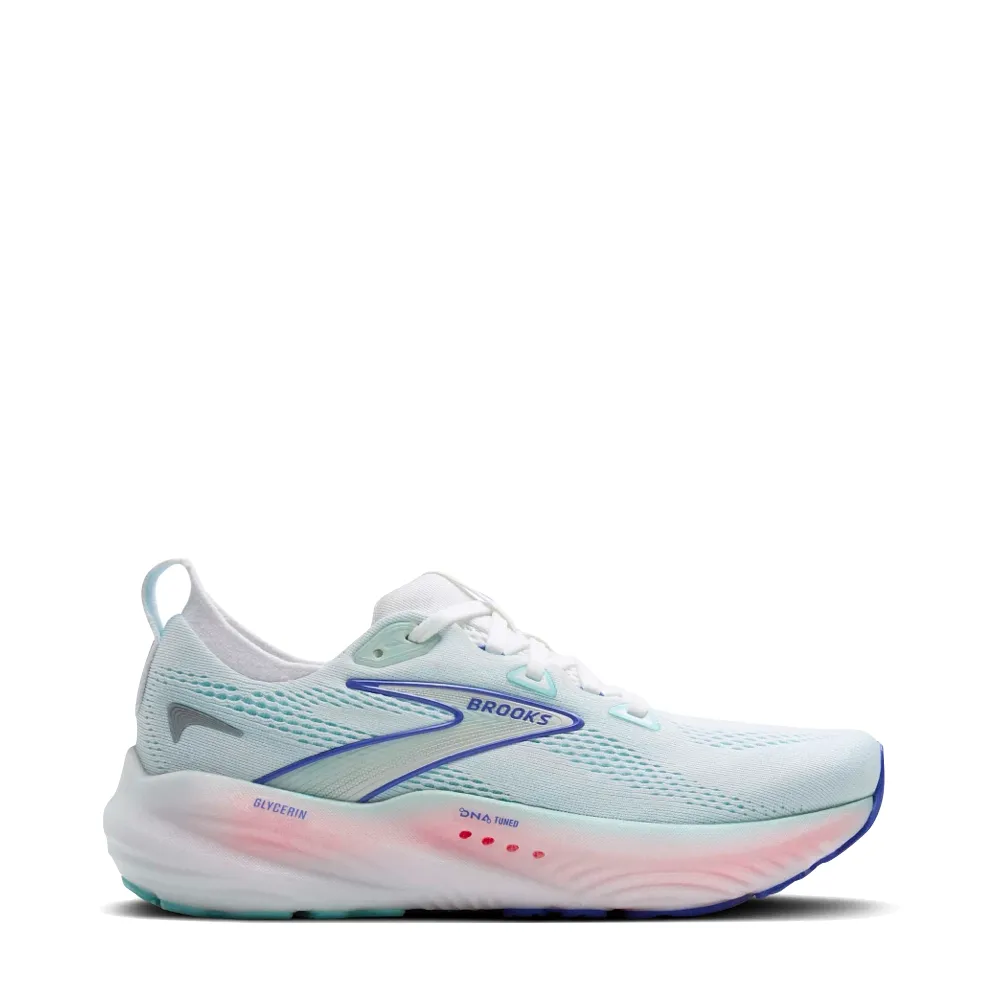 Brooks Women's Glycerin 22 Sneaker in White/Limpet Shell/Amparo Blue