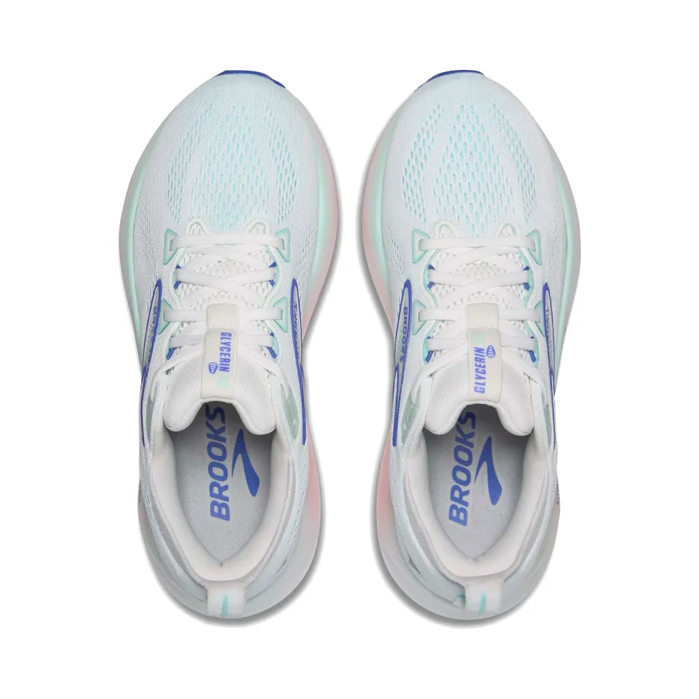 Brooks Women's Glycerin 22 Sneaker in White/Limpet Shell/Amparo Blue