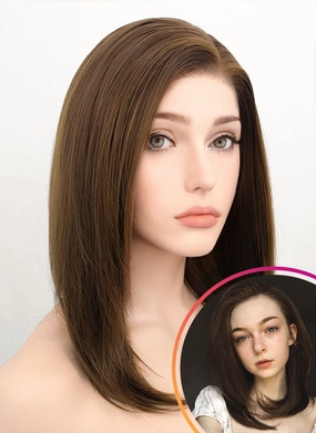 Brunette Straight Bob Lace Front Synthetic Wig LF268