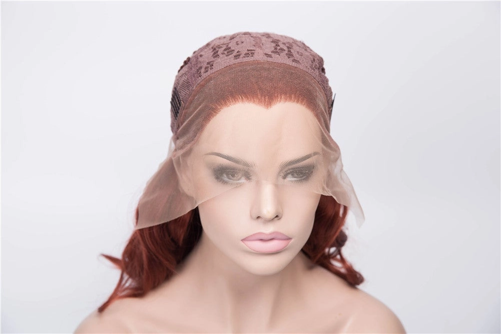 Carmen -  Auburn Shoulder Length Wavy Synthetic Lace Front Wig For Drag