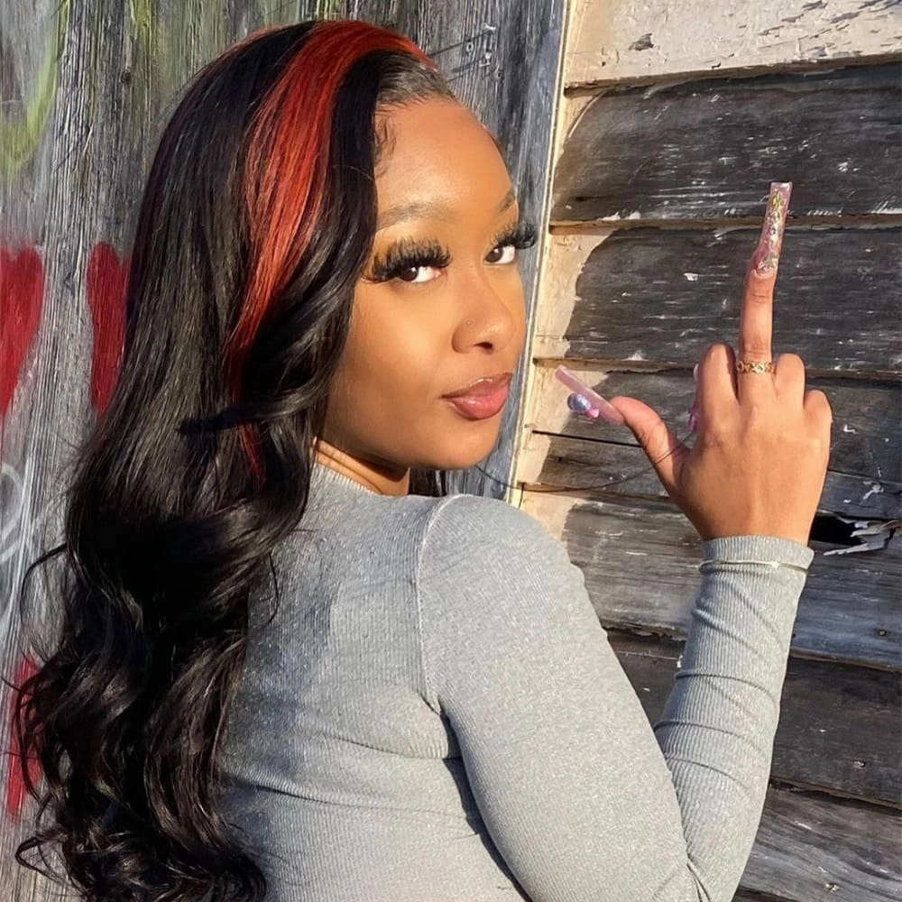 Chantelle | Skunk Stripe Highlight Preplucked Virgin Human Hair Lace Front Wig