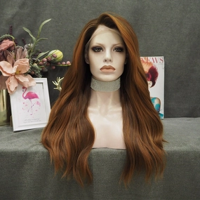 Chestnut Brown Wavy Synthetic Lace Front Wig For Daily Lolking