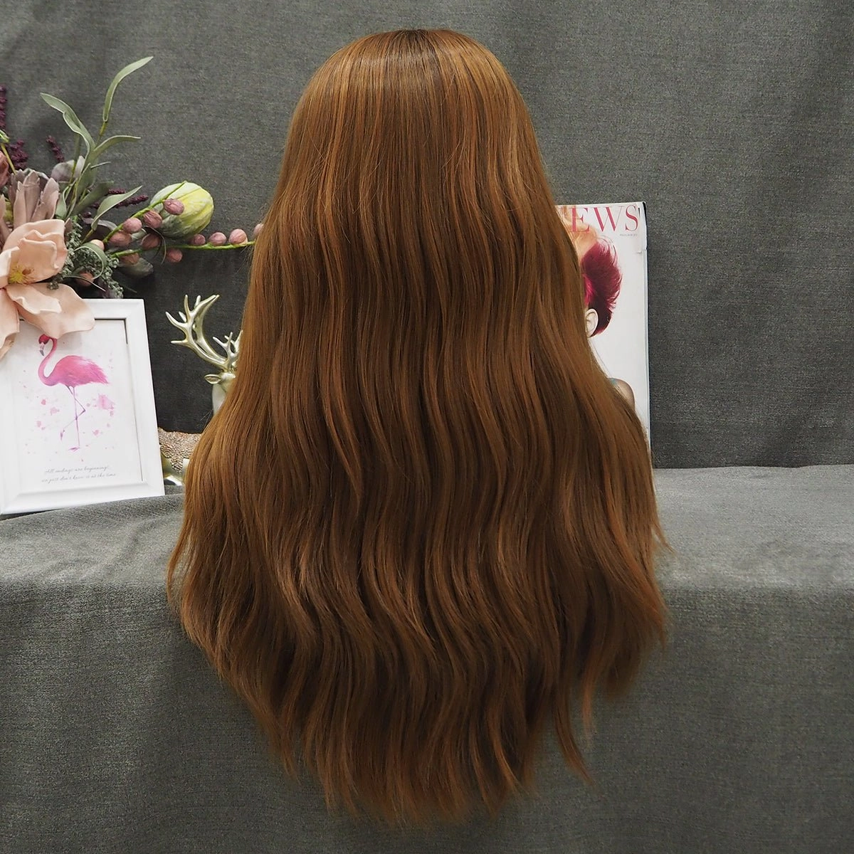 Chestnut Brown Wavy Synthetic Lace Front Wig For Daily Lolking
