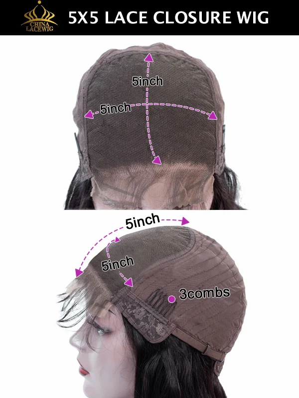 Chinalacewig Custom Wig 100% Human Virgin Hair 5x5 HD Lace Wig BOB With Bang High End Wig Custom06