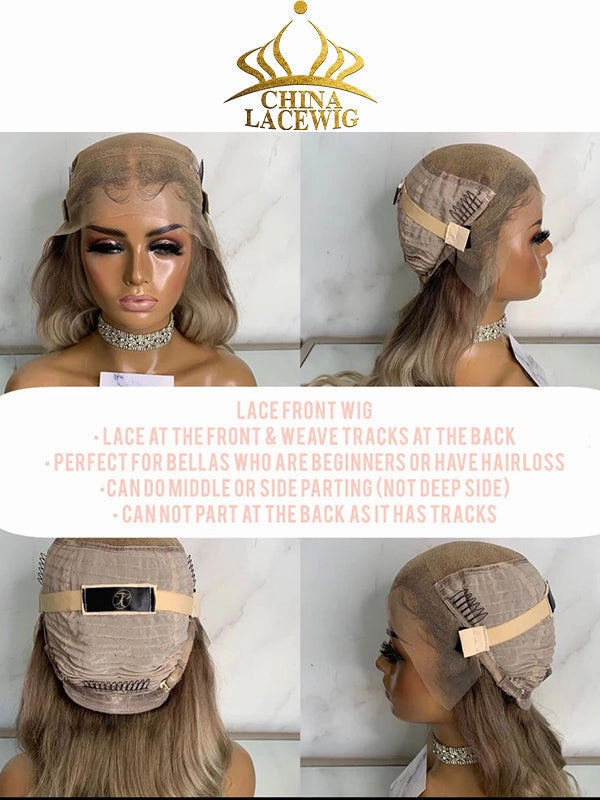 Chinalacewig Custom Wig Lace Frontal Blonde Color Bleached Knots Human Virgin Hair C09