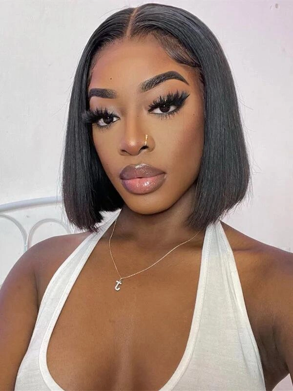 Chinalacewig Silk Bob Block Wig With Optional HD Frontal Lace  Replaceable Tops Renew Wig With Less Cost BR02