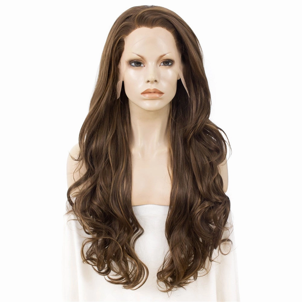Christine -  Highlight Brown Long Wavy Lace Front Synthetic Wig