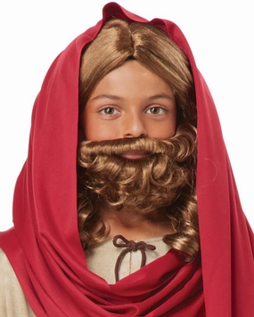Christmas Jesus Brown Kids Wig and Beard