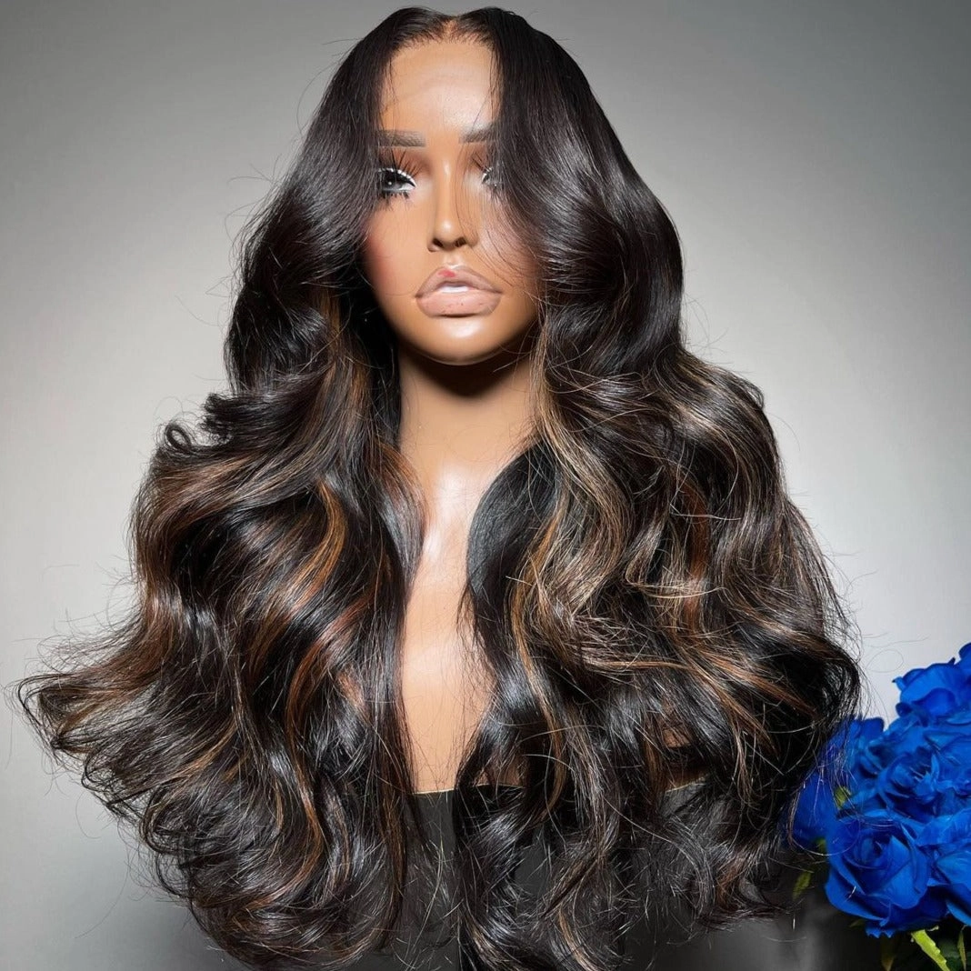 CLEARANCE Adria | Body Wave Highlights Preplucked Human Hair Lace Front Wig