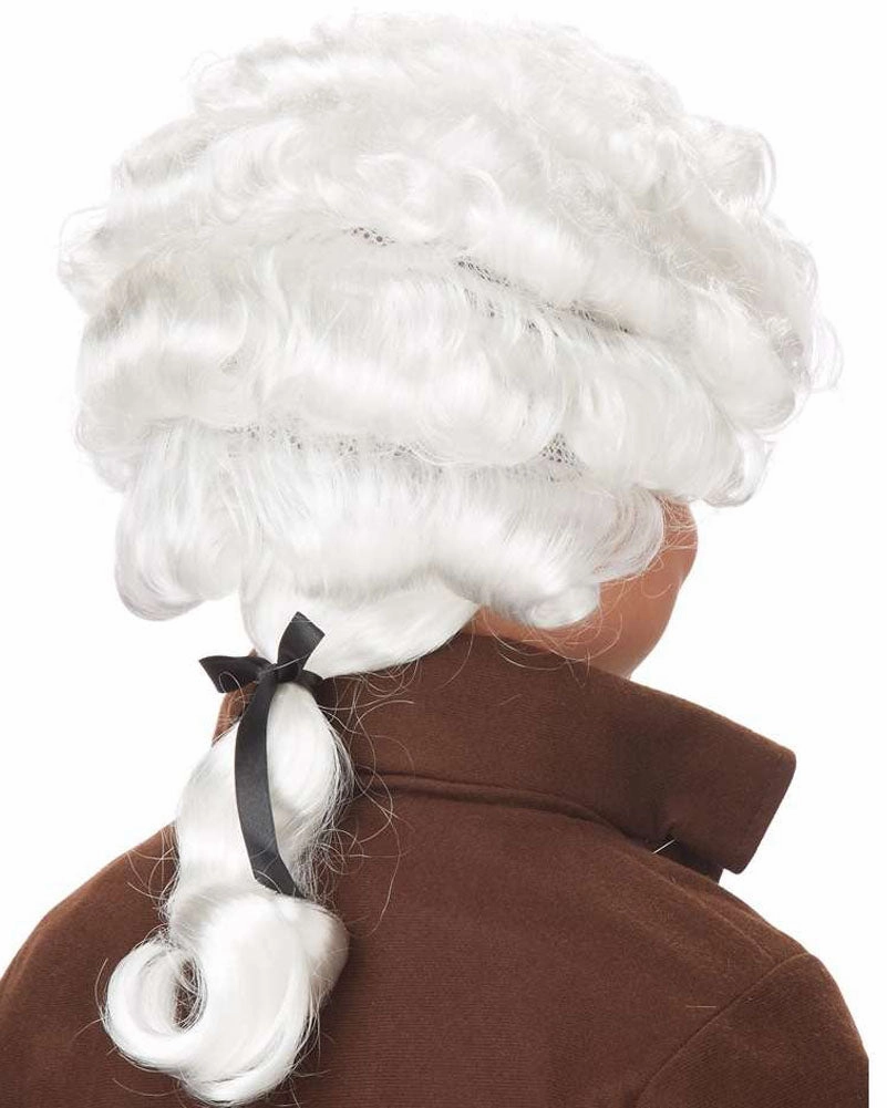 Colonial Man Curly White Kids Wig
