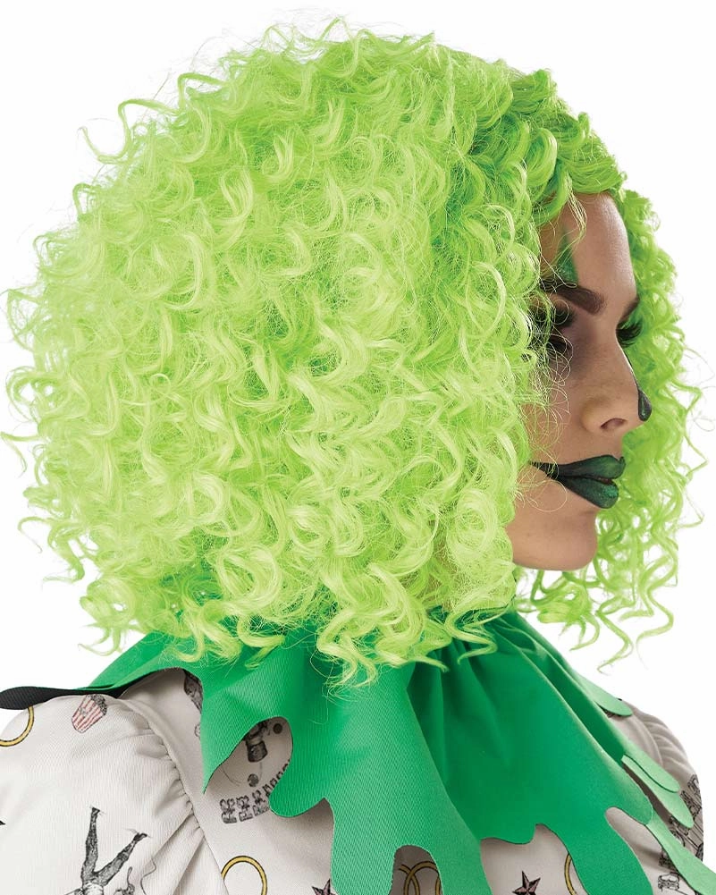 Corkscrew Clown Curly Green Wig
