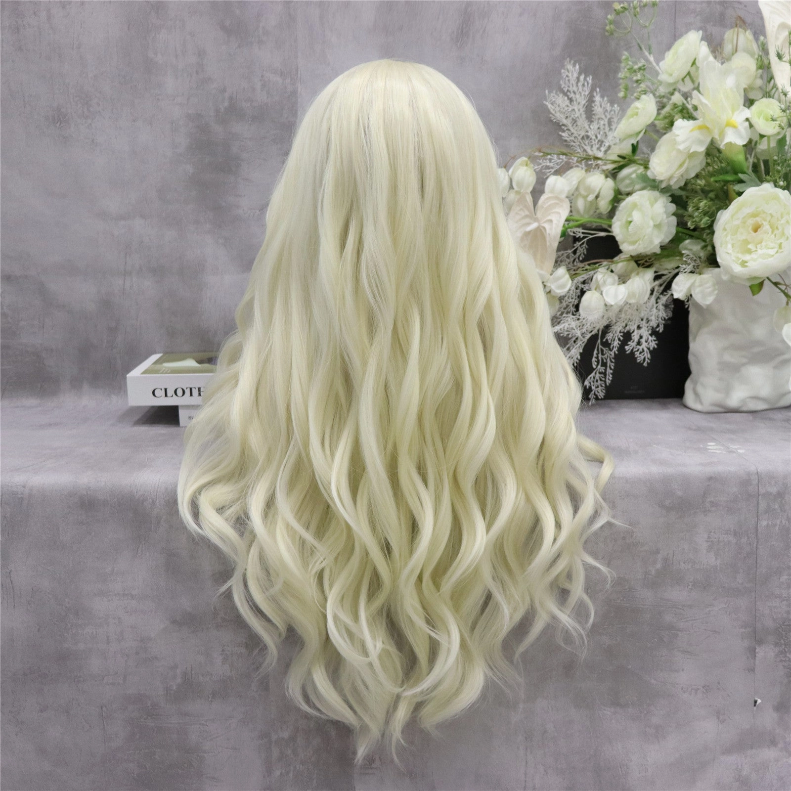 Creamy Blond Long Synthetic Lace Wig Natural Wavy Wig 1001/613
