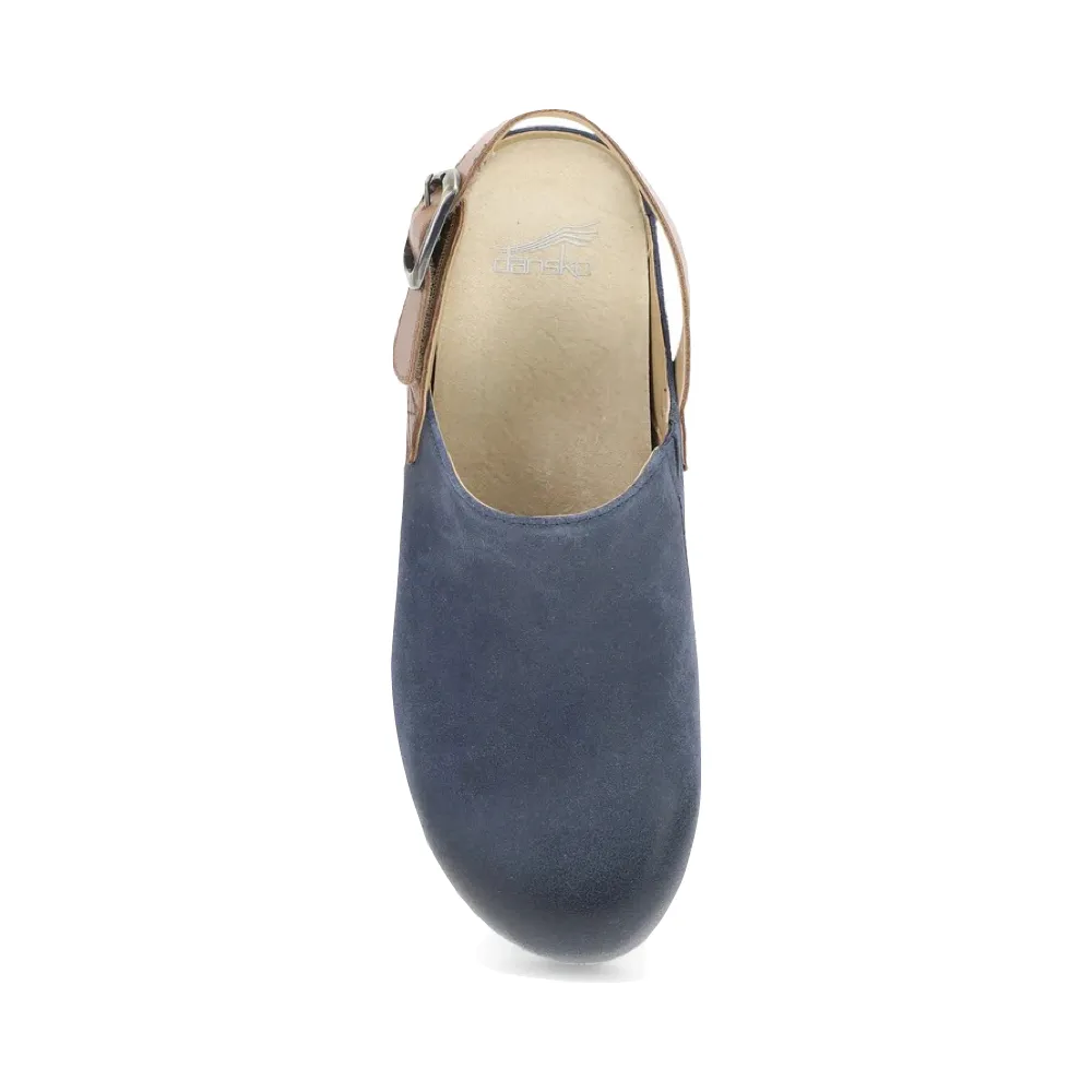 Dansko Women's Merrin Sling Back Clog in Blue Nubuck
