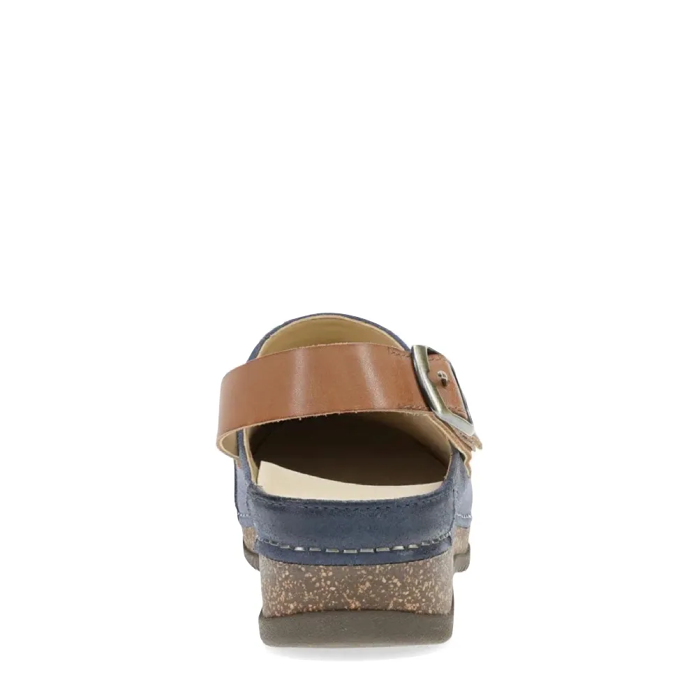 Dansko Women's Merrin Sling Back Clog in Blue Nubuck