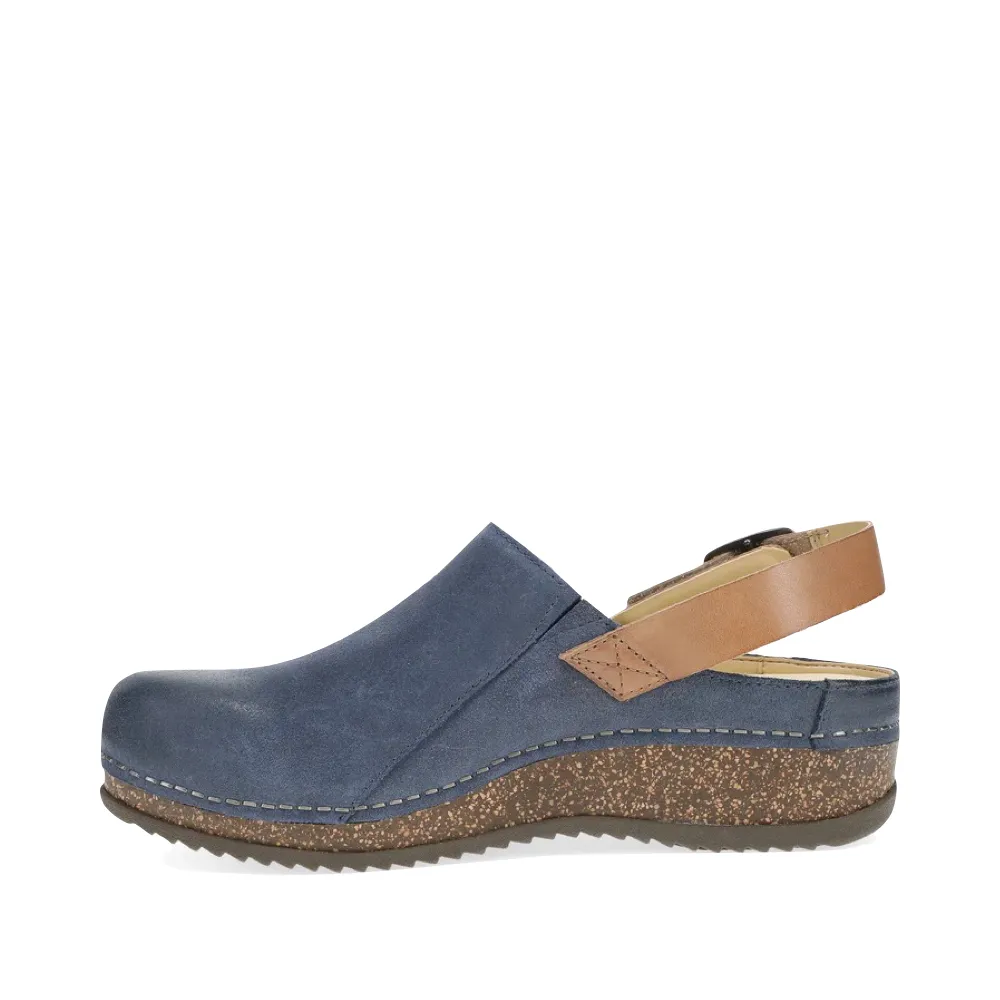 Dansko Women's Merrin Sling Back Clog in Blue Nubuck