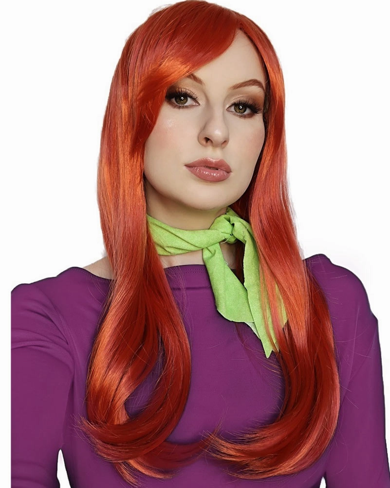 Daphne Long Auburn Wig with Scarf Set