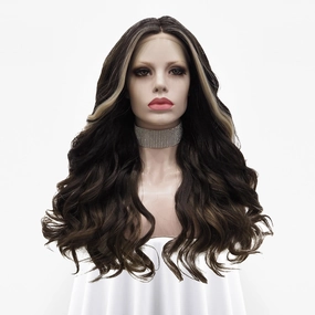 Dark Brown Highlights Wave Lace Front T Part Daily Party Wear Women Wig