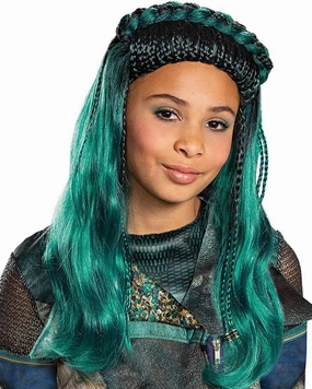 Descendants 3 Uma Long Aqua Kids Wig
