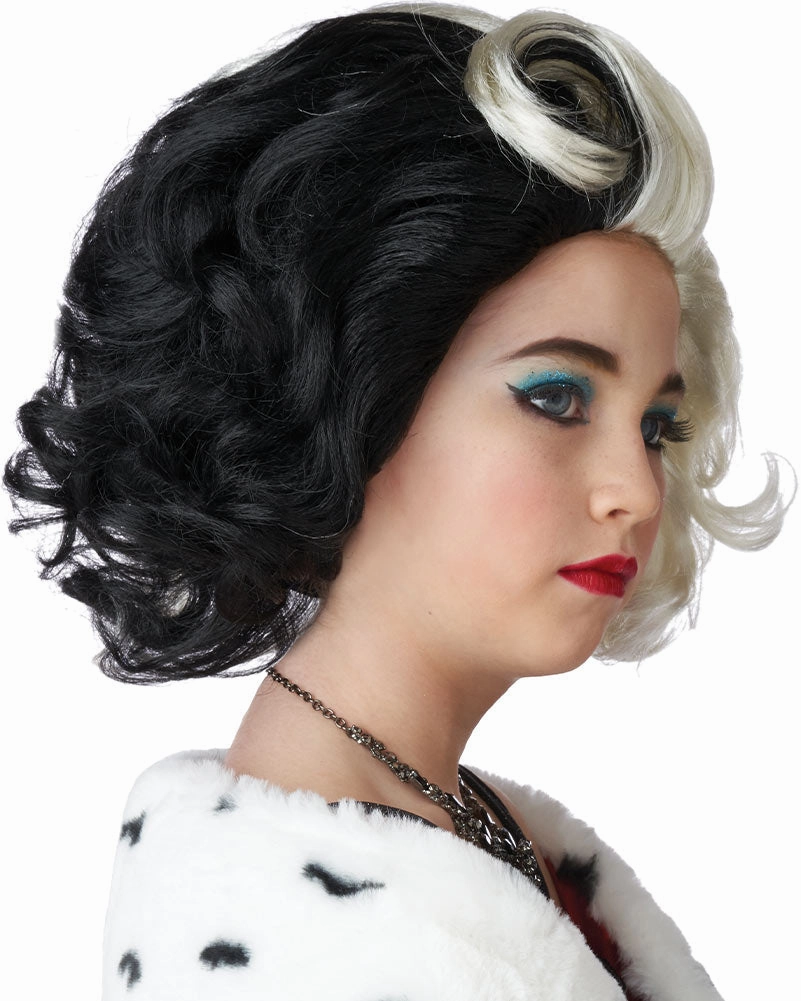 Devilish Diva Short Black and White Kids Wig
