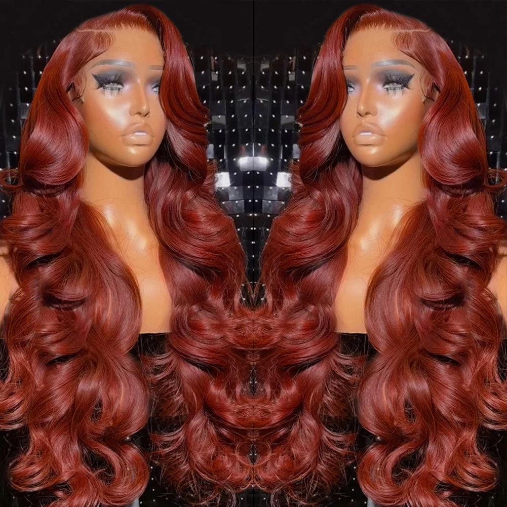 Dominique | Reddish Brown/Auburn Body Wave Human Hair Lace Front Wig