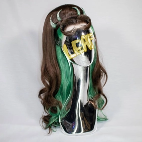 Duchess - Brown And Green Ombre Long Wavy Syntetic Lace Front Wig