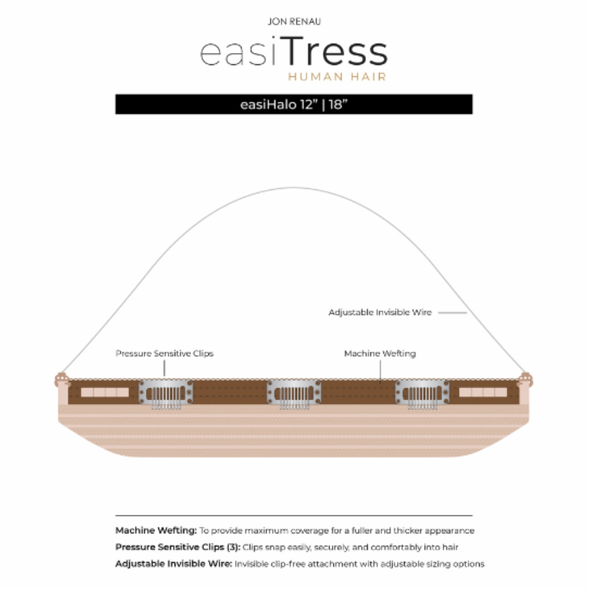 easiHalo 18&quot; Human Hair Halo Hairpiece - easiTress Human Hair Collection by Jon Renau