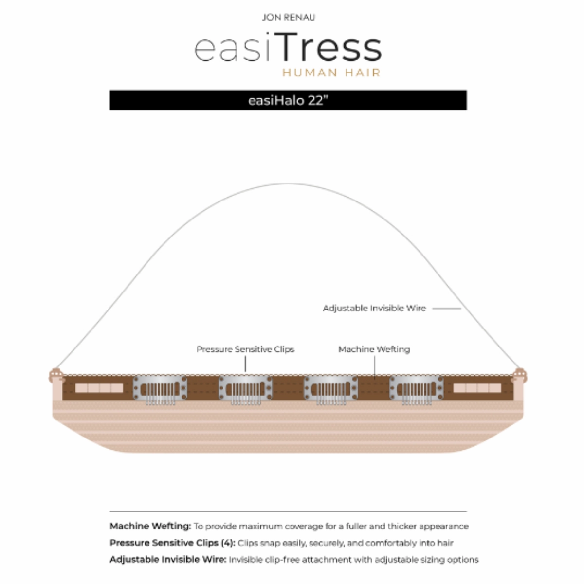 easiHalo 22&quot; Human Hair Halo Hairpiece - easiTress Human Hair Collection by Jon Renau