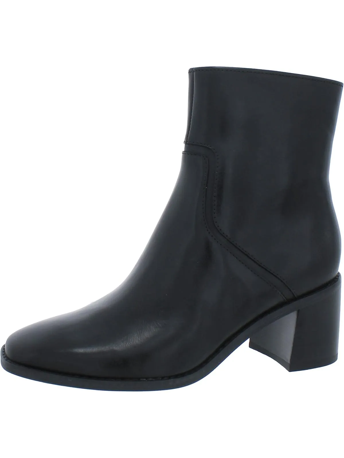 Erica Womens Leather Stacked Heel Ankle Boots