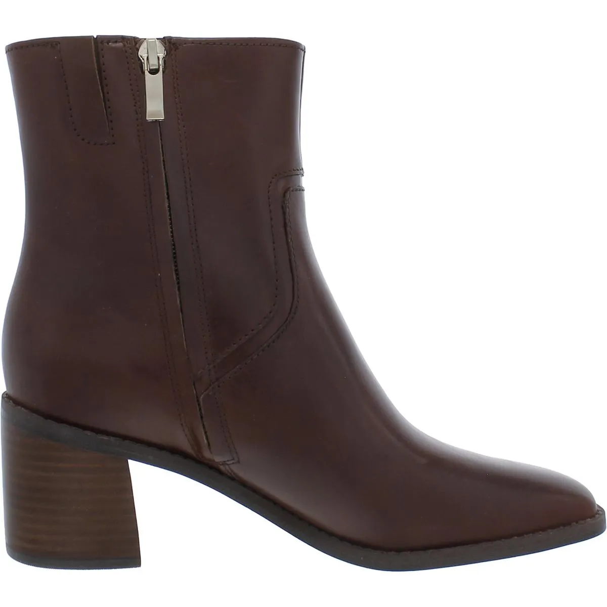 Erica Womens Leather Stacked Heel Ankle Boots