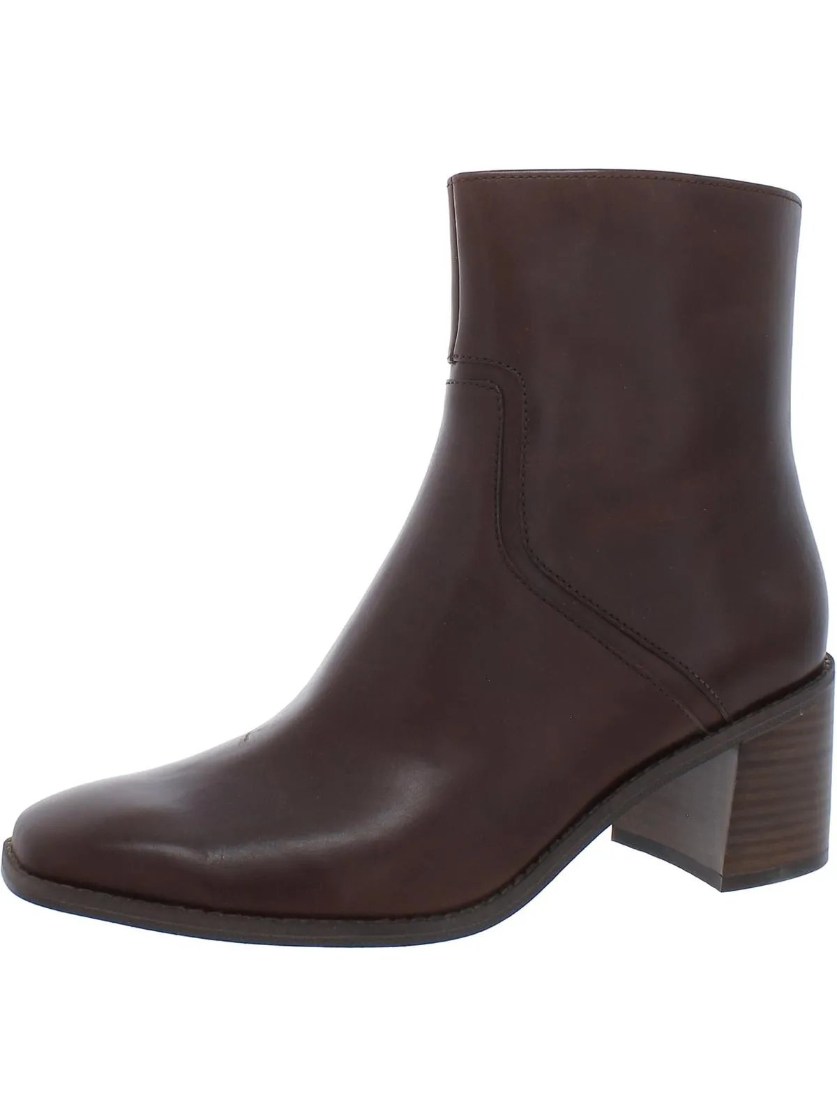 Erica Womens Leather Stacked Heel Ankle Boots