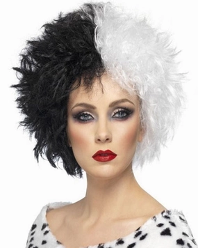 Evil Madame Short Black and White Wig