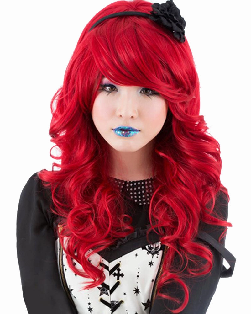 Farrah Siren Premium Long Wavy Red Wig