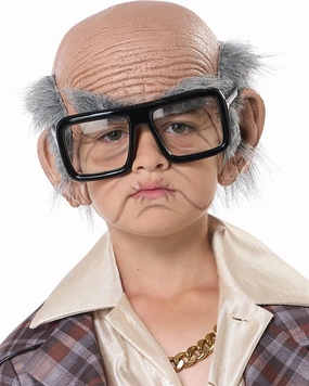 Garry Old Cue Ball Child Bald Cap and Novelty Glasses Set