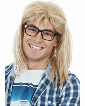 Garth Blonde Mullet Wig and Glasses Set