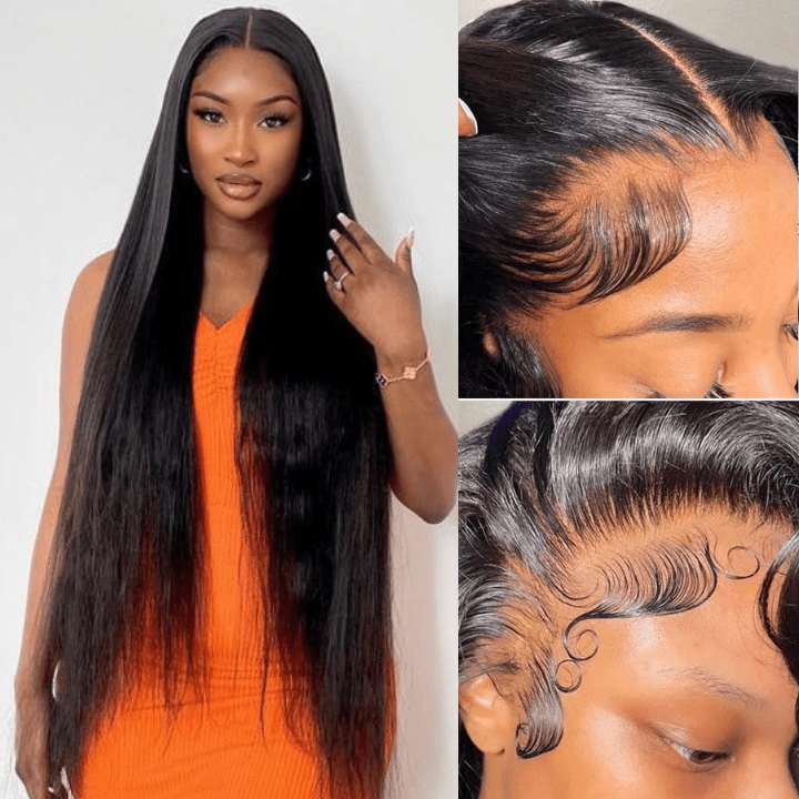 Geeta Black Hair Straight HD Lace Front Wig Super Long Length Human Hair Wigs For Women