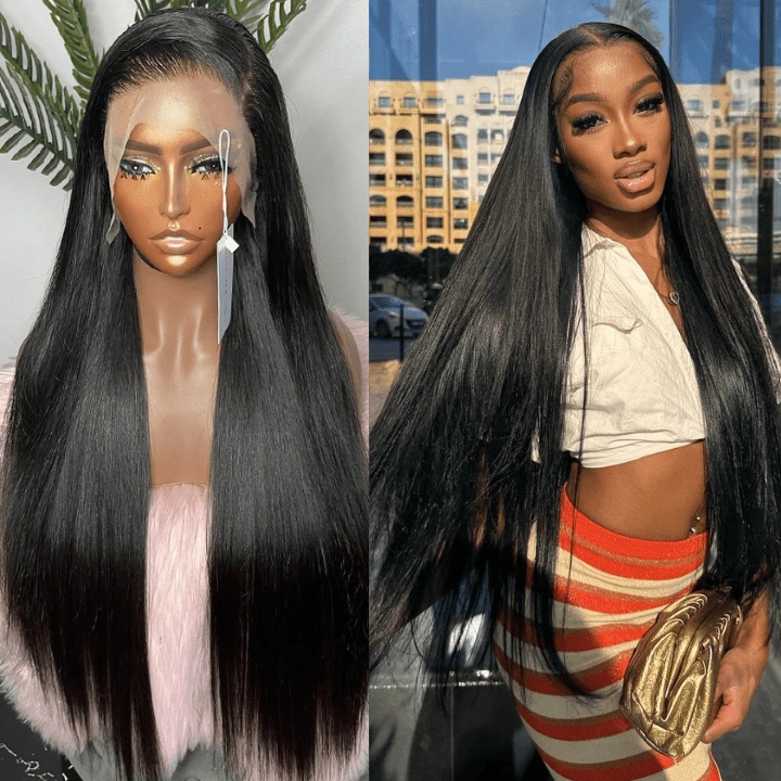 Geeta Long Straight 13x4 HD Lace Front Wig Pre Plucked Natural Hairline 100% Virgin Human Hair Wigs