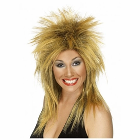 Ginger and Black Mullet Rock Diva Wig