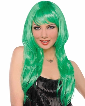 Glamorous Long Green Wig