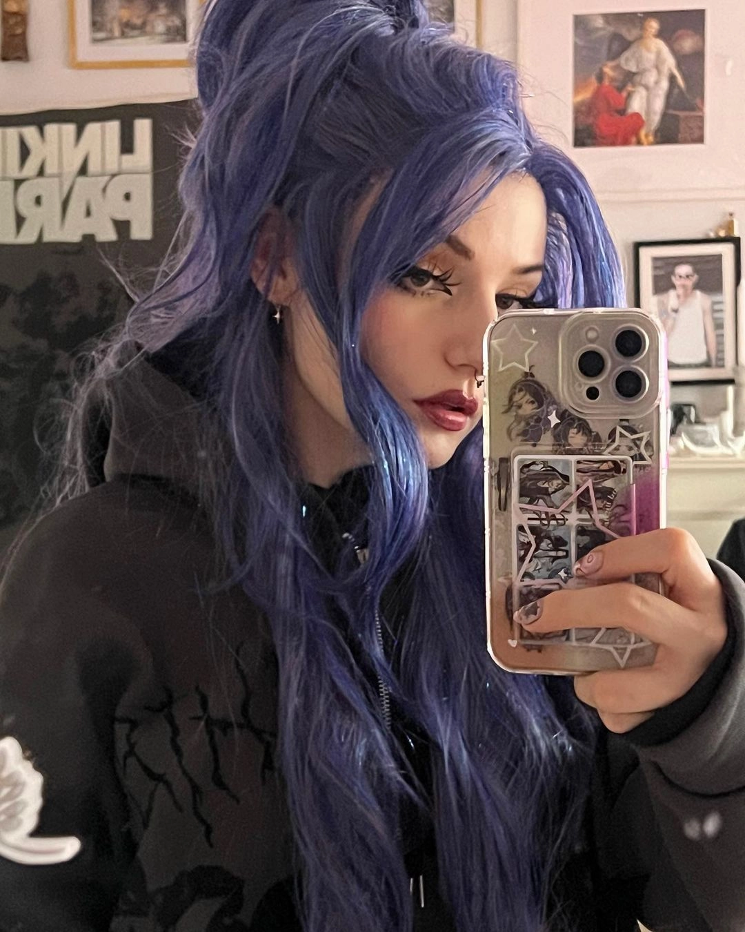 Glamour Blue Purple With Tinsel Lace Front Wig