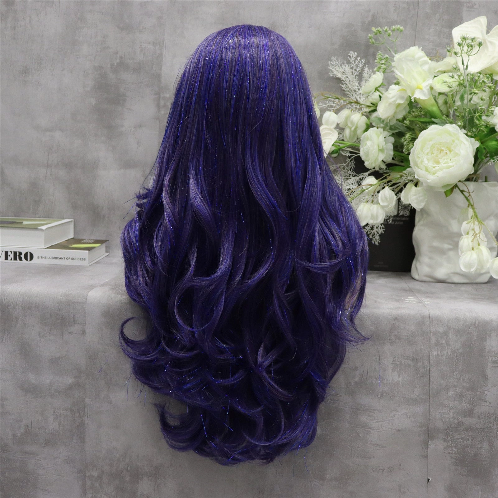 Glamour Blue Purple With Tinsel Lace Front Wig
