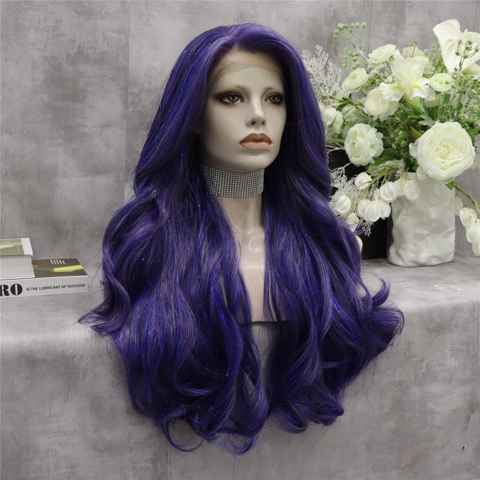 Glamour Blue Purple With Tinsel Lace Front Wig