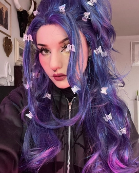 Glamour Blue Purple With Tinsel Lace Front Wig