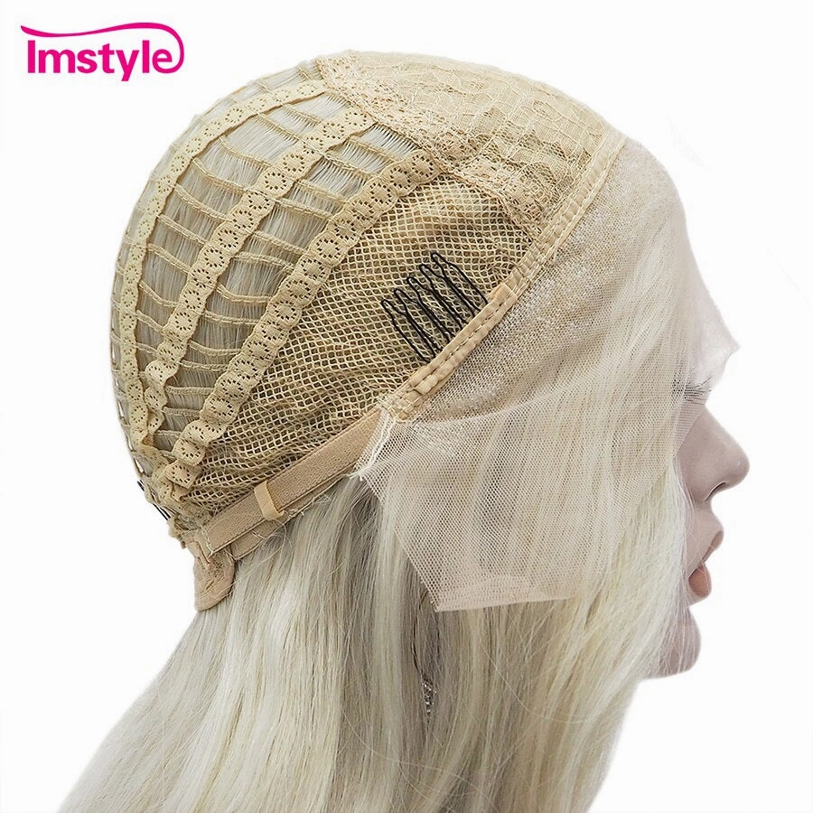 Gloria - Blonde-Light green & Deep Yellow Highlighted With Shiny Tinsel Synthetic Lace Front Wig